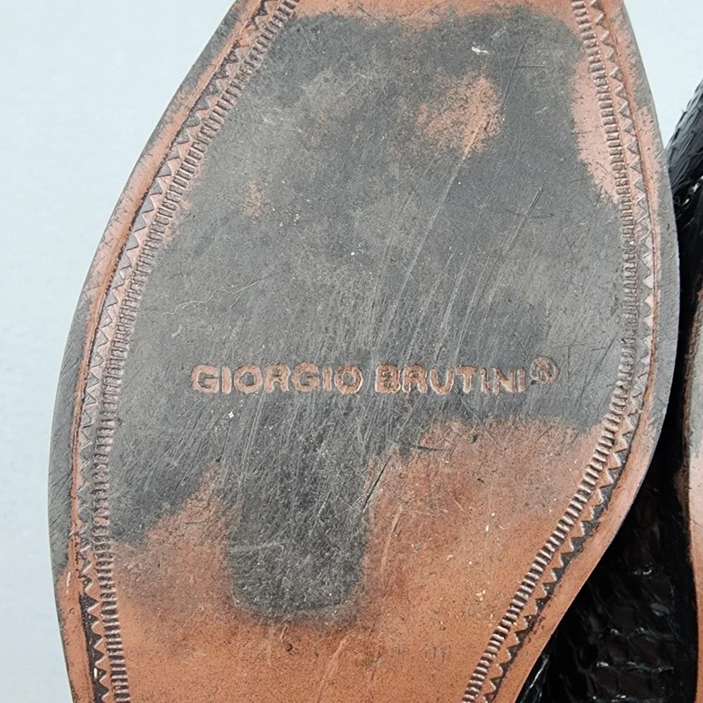 Giorgio Brutini Shoes Mens Size 10M Black Genuine Snake Leather Oxford Dress